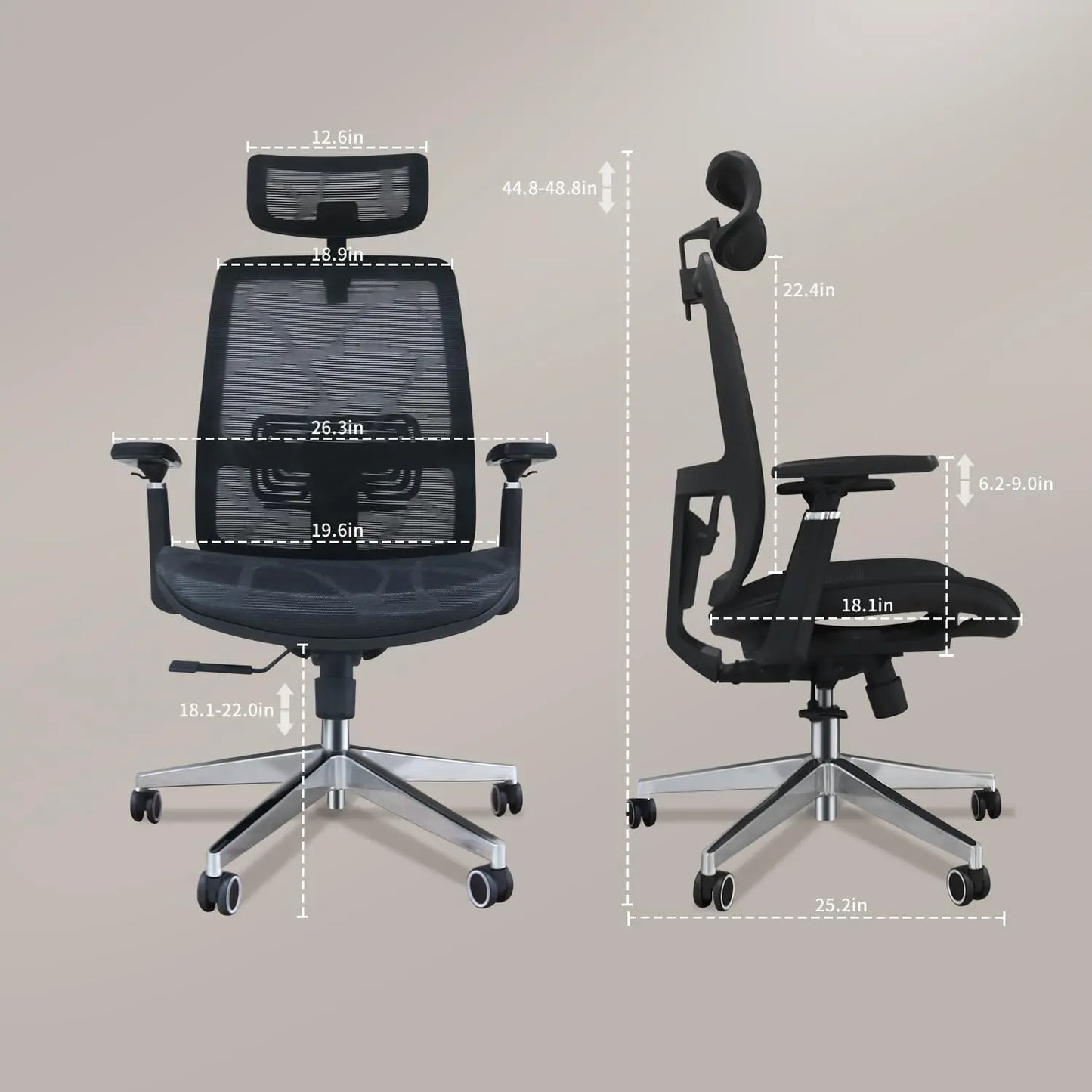 Ergonomics Mesh Lumbar Support Office Chair Flip Up Arms