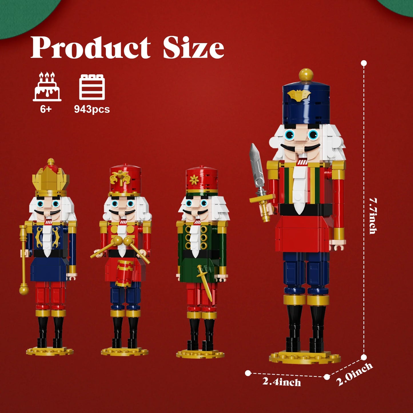Christmas Nutcracker Building Blocks Set Xmas Nutcracker King and Soldier Sets Toys Gifts for Kids (943 PCS)