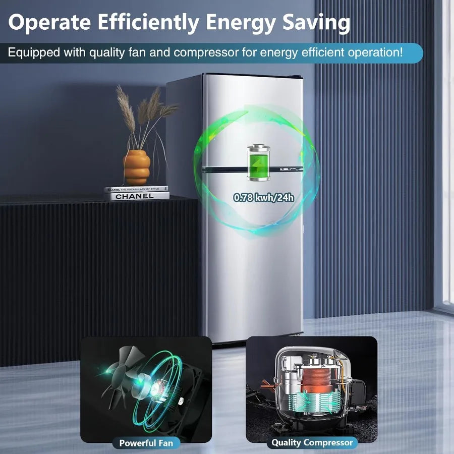 XMSJ Dual Door Refrigerator With Freezer For Dorm Office Home