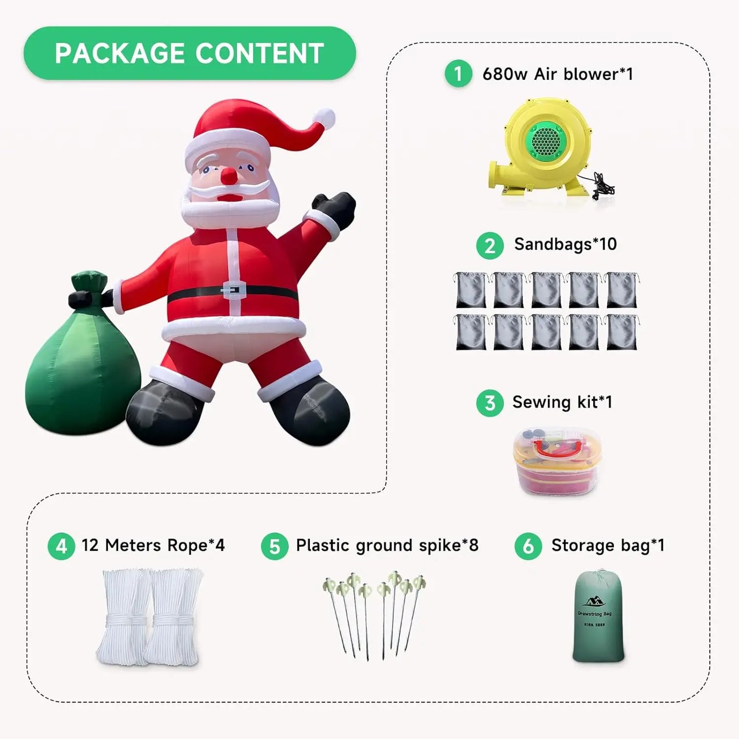 26ft Giant Inflatable Santa Claus Christmas Inflatable Outdoor Decoration For Party Xmas Decorations Inflatable With Accessories