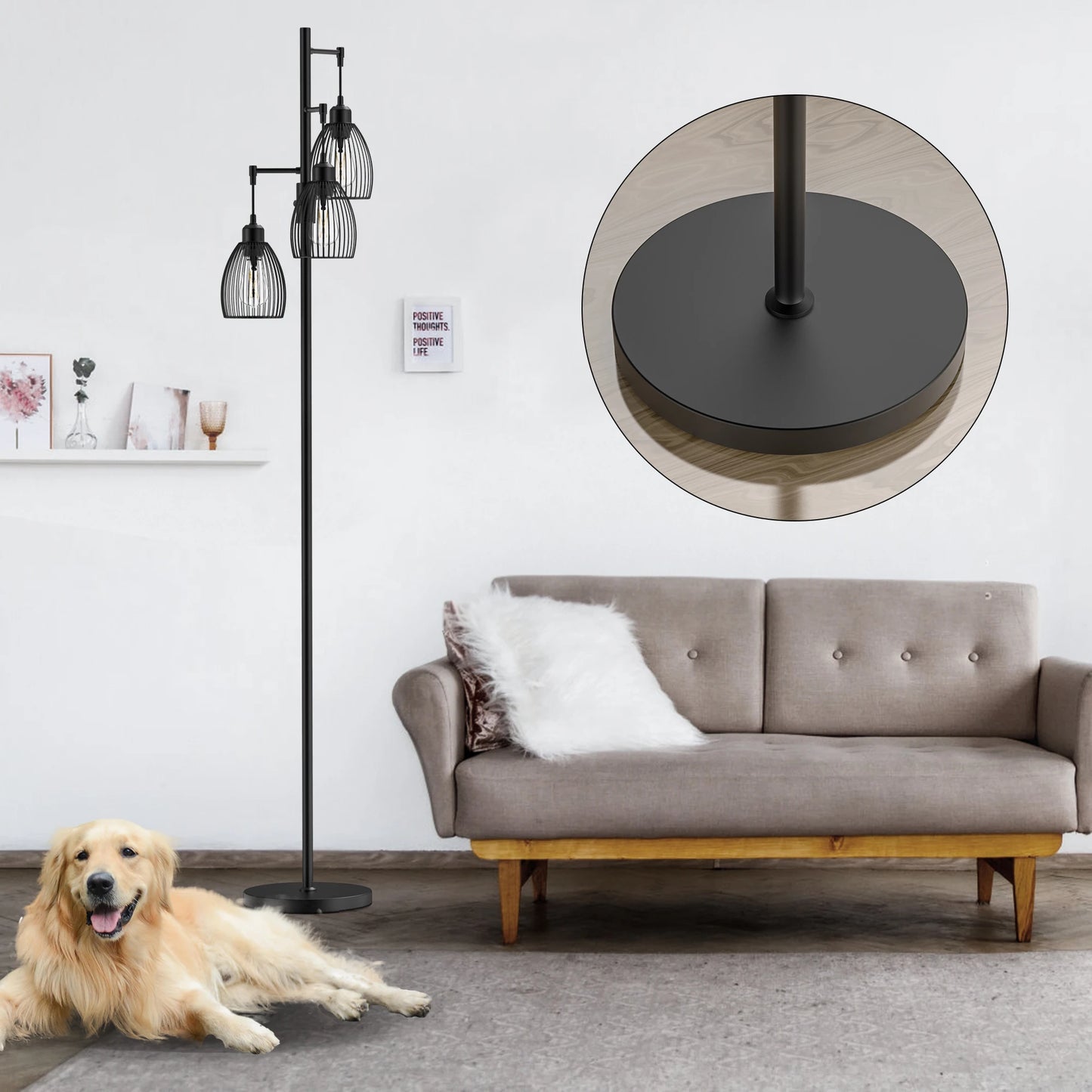 Hign-concerned Chemical Tree Floor Lamp With 3 Bulbs