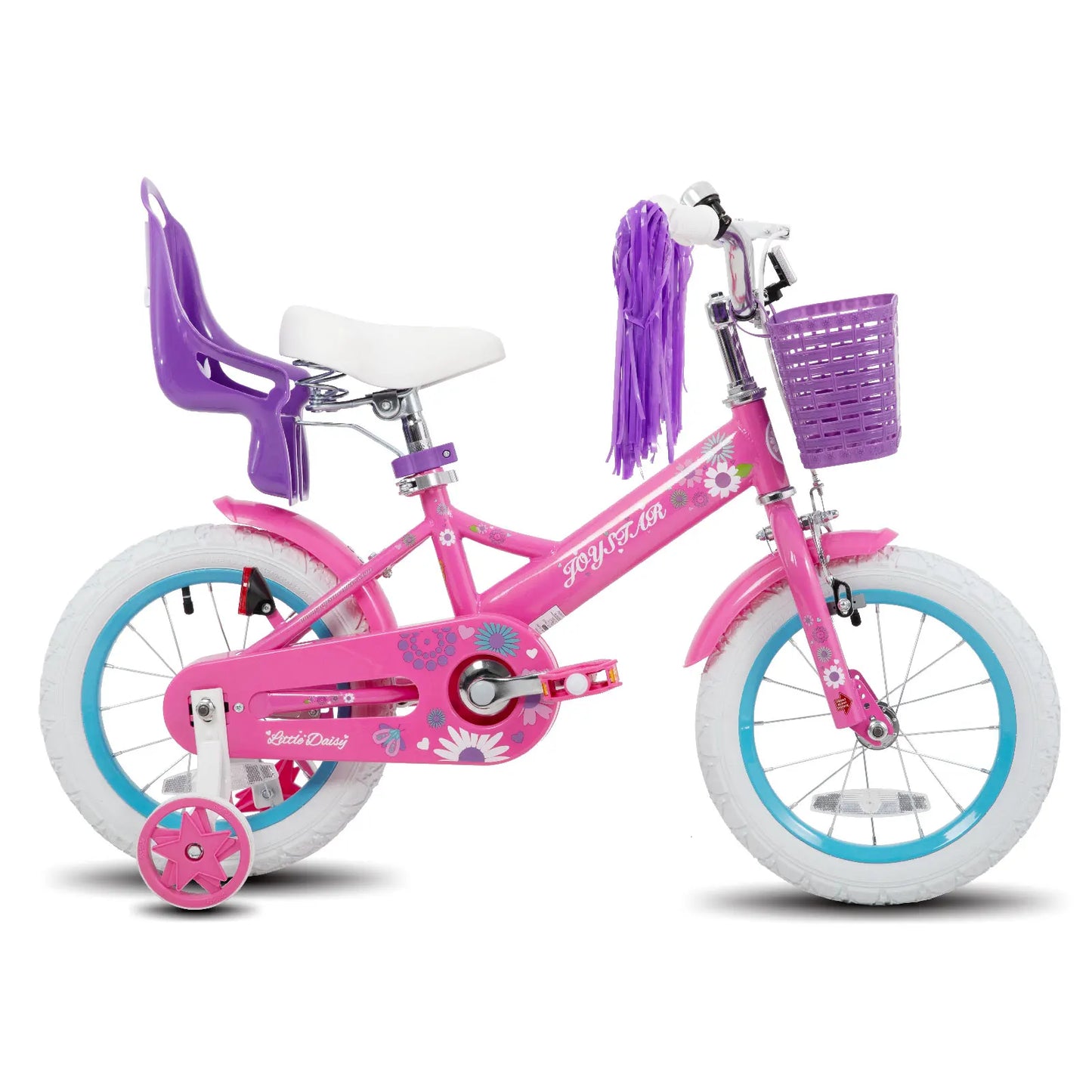 JOYSTAR Kids Bike for Ages 2-7 Years kids, 12 14 16 Inch Girls Bikes with Doll Seat & Streamers, Boys Bike with Flag & Plate