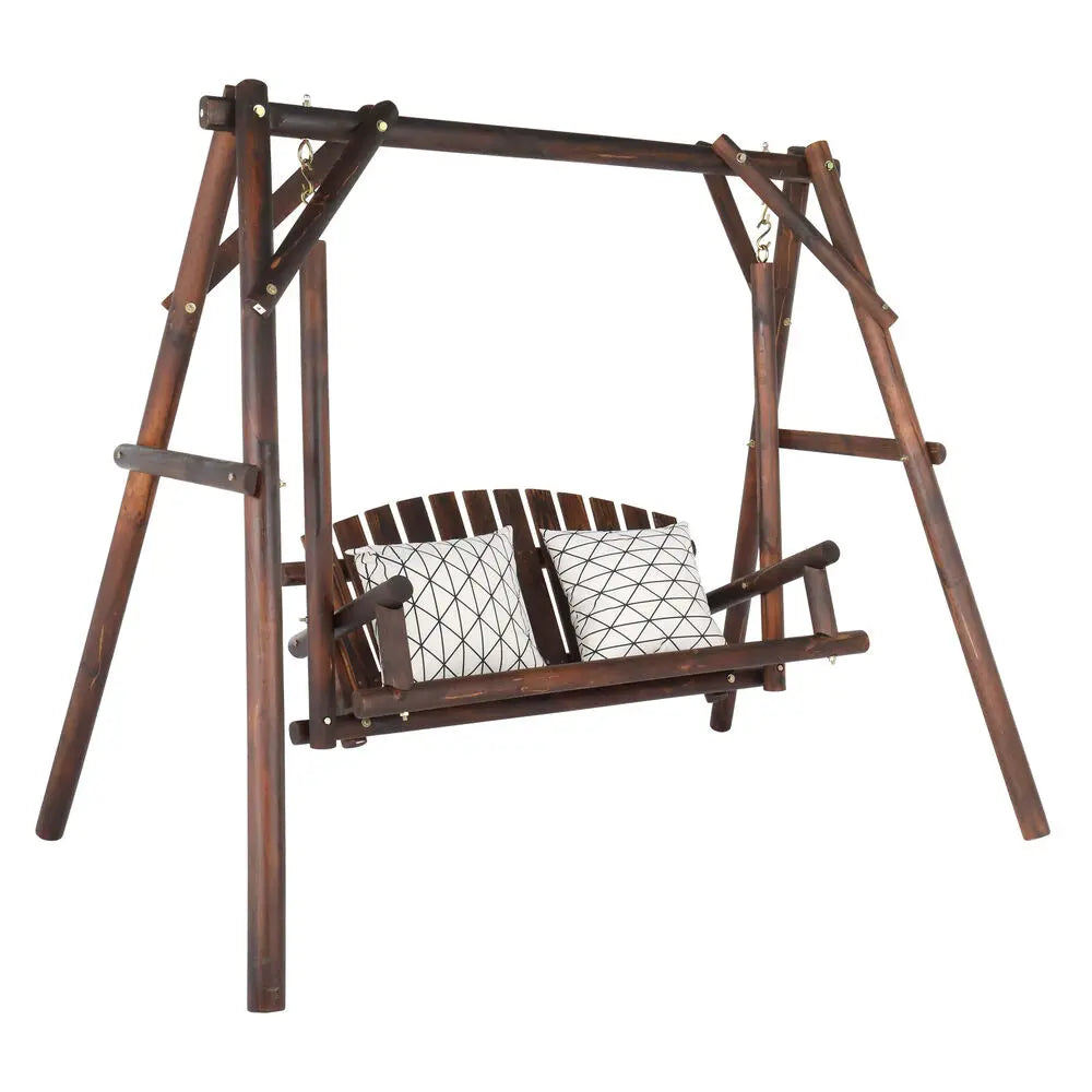 Freestanding Wood Adirondack Swing Rustic Farmhouse Style 2 Person