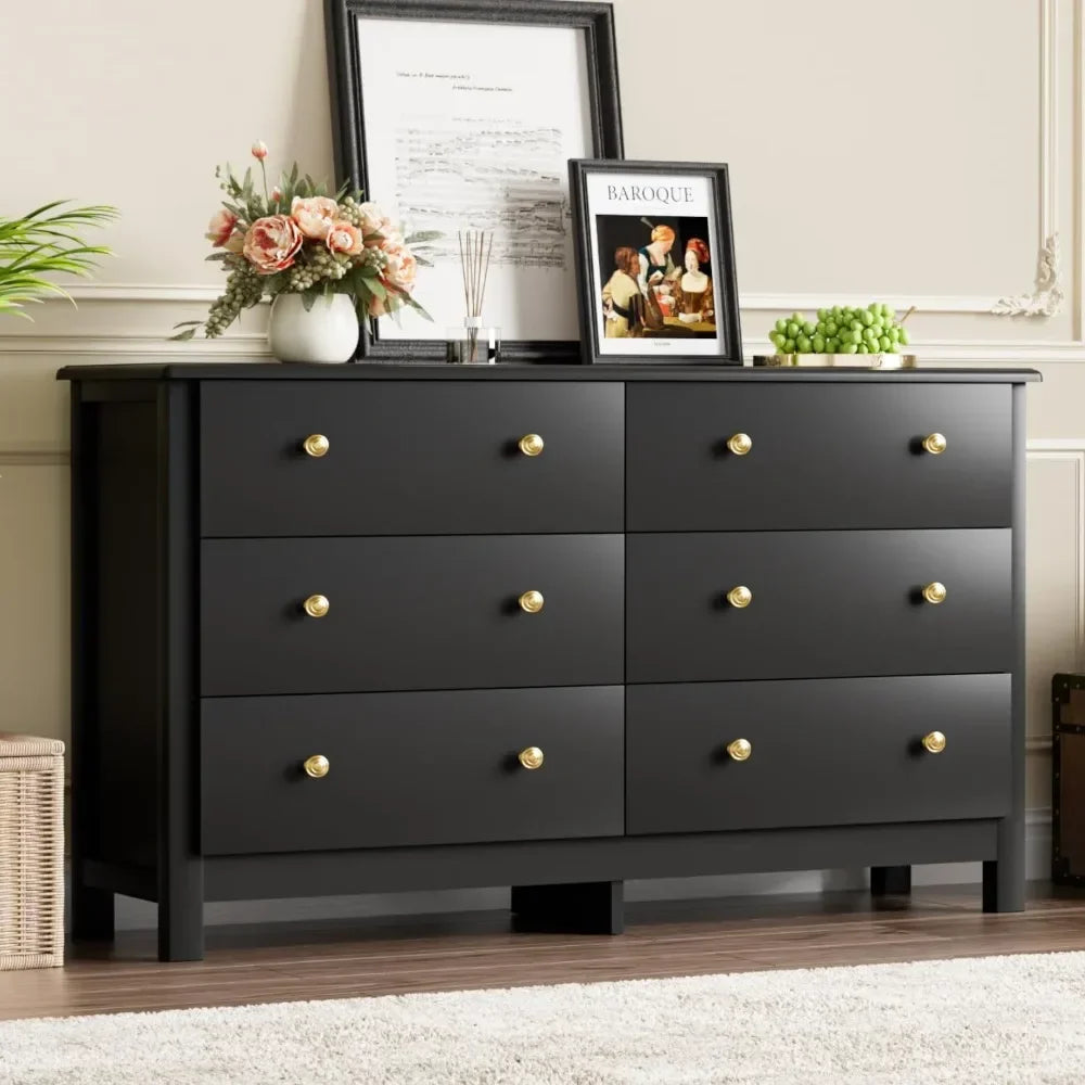 Tongyue Modern 6 Drawer Kids Dresser With Metal Pulls