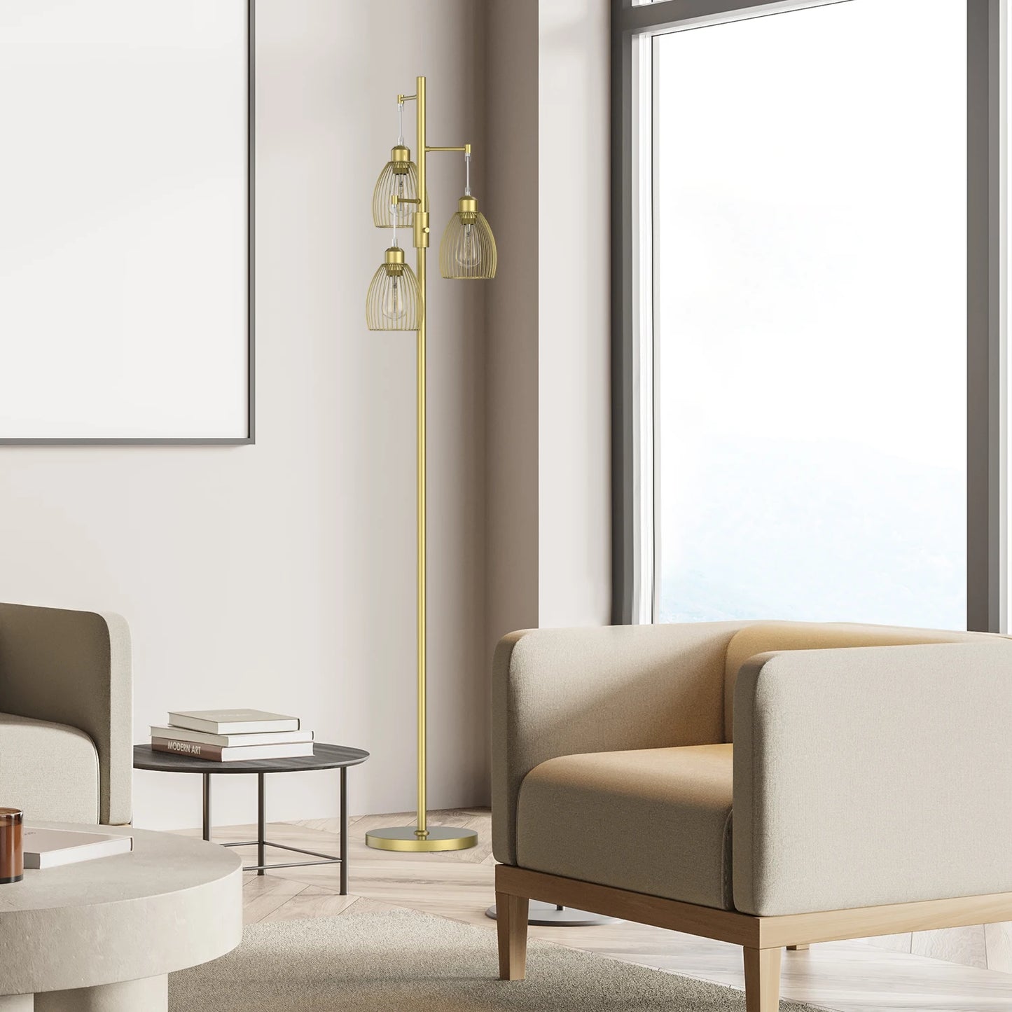 Hign-concerned Chemical Tree Floor Lamp With 3 Bulbs