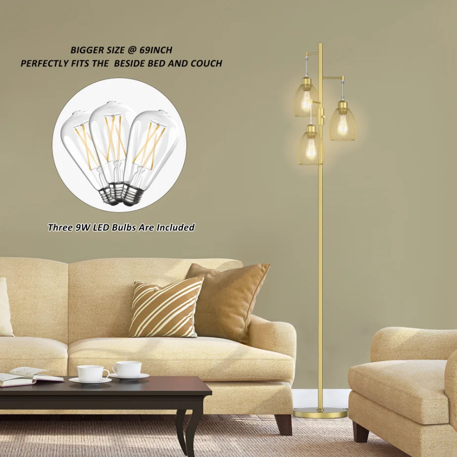 Hign-concerned Chemical Tree Floor Lamp With 3 Bulbs