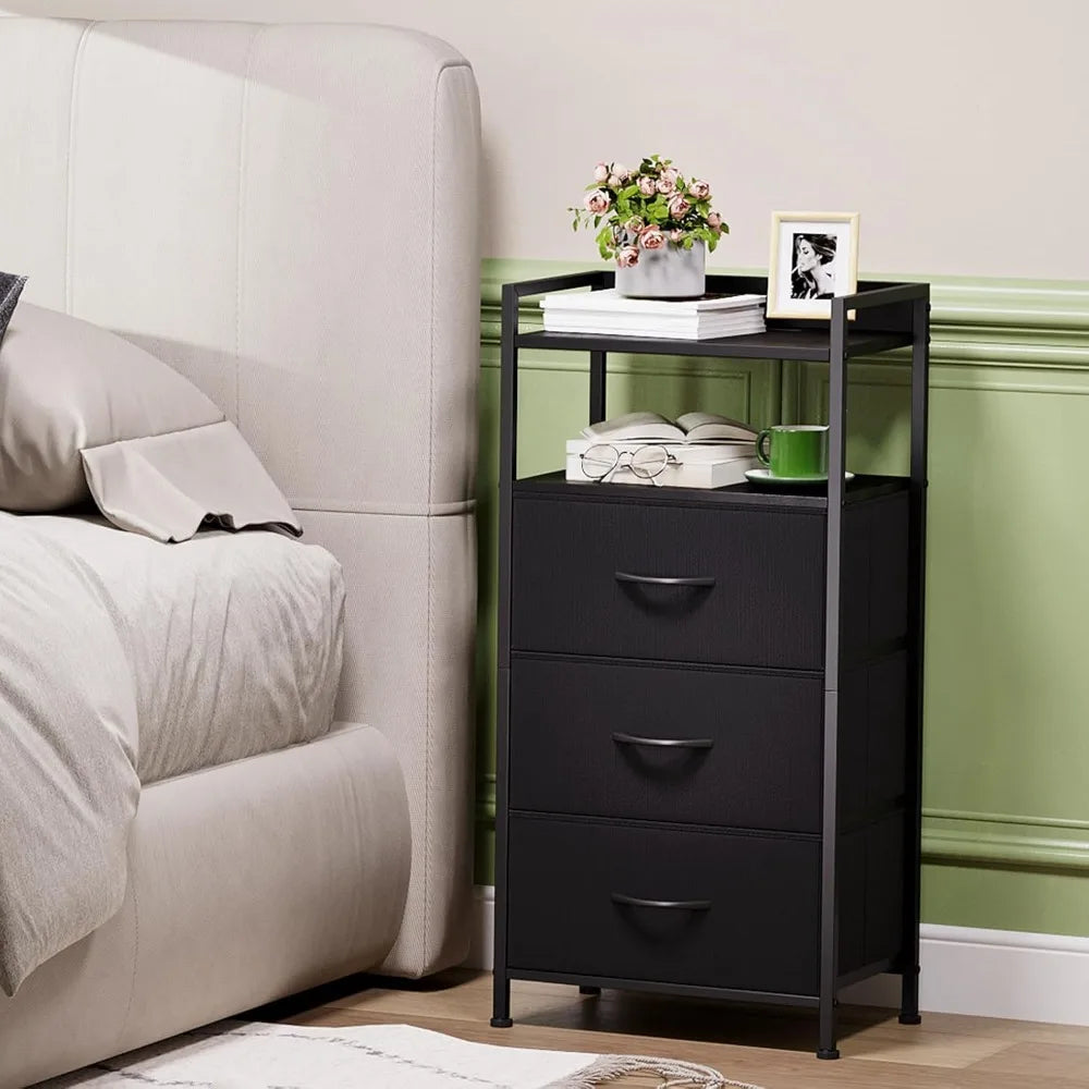 MKDK Somdot Nightstand With 3 Drawers Bedside Table