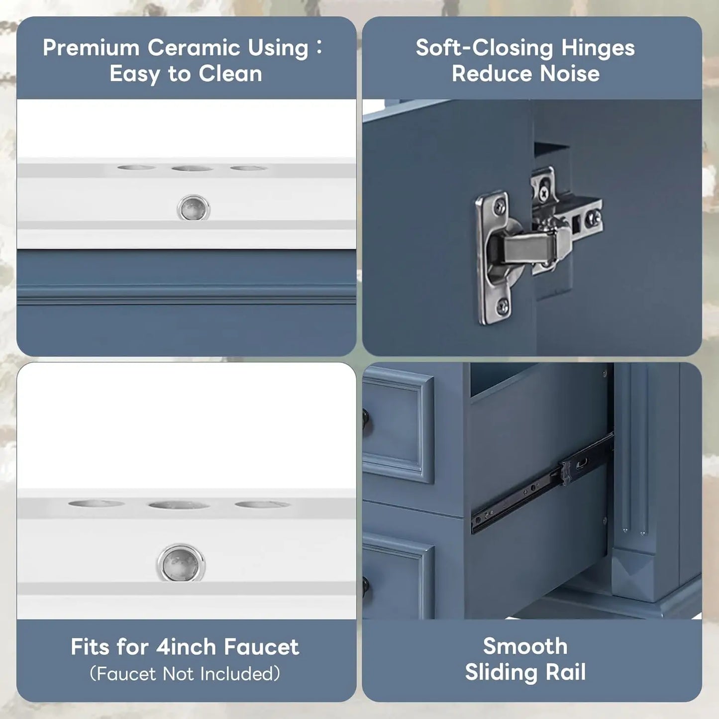 Bathroom Vanity With Sink Top Modern Cabinet With Two Drawers