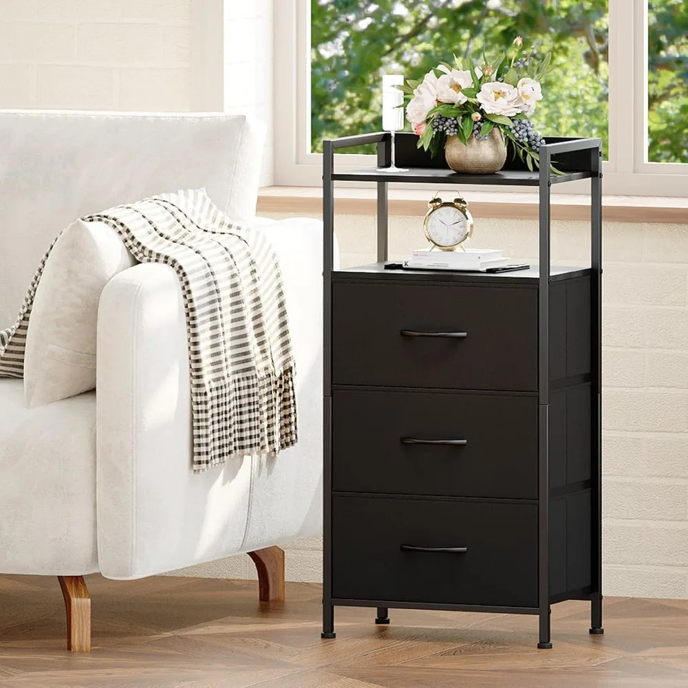 MKDK Somdot Nightstand With 3 Drawers Bedside Table