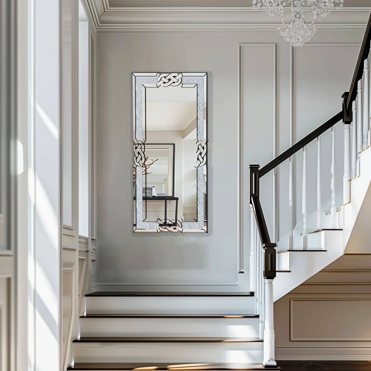 Wisfor Crushed Diamond Wall Mirror Crystal Edge Frame