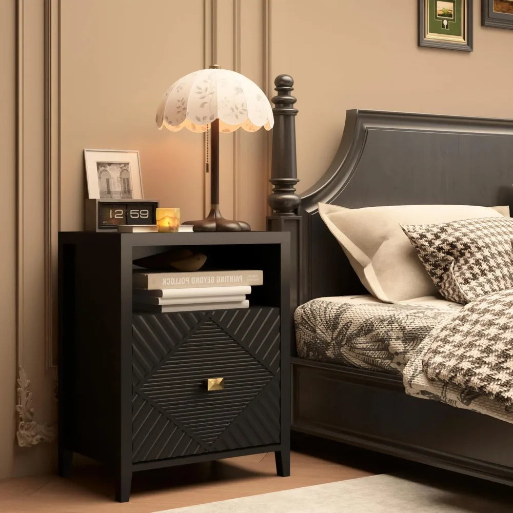 Modern Nightstands With Charging Station Set Of Two