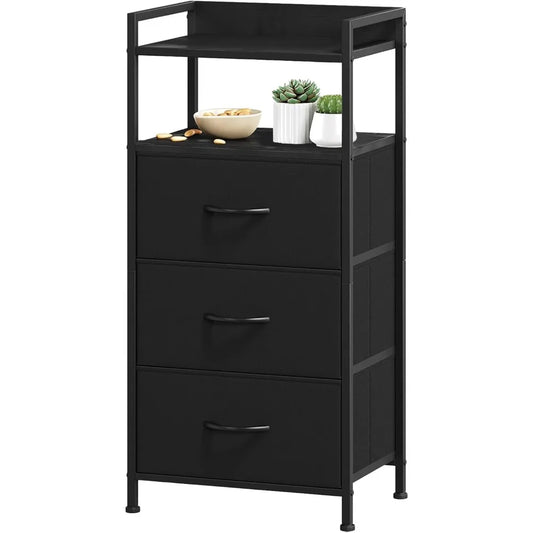 MKDK Somdot Nightstand With 3 Drawers Bedside Table