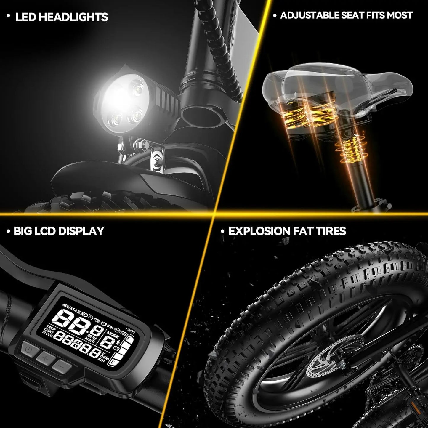 CYBERVELO 1000W Folding Electric Bike Removable Battery