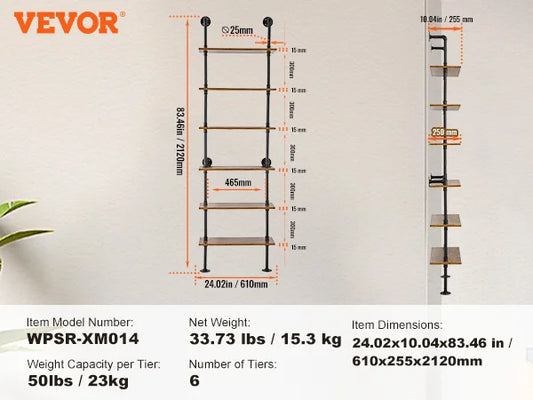SucceBuy Industrial Pipe Shelf Wall Mount Floating Rustic Wood Shelves Brackets