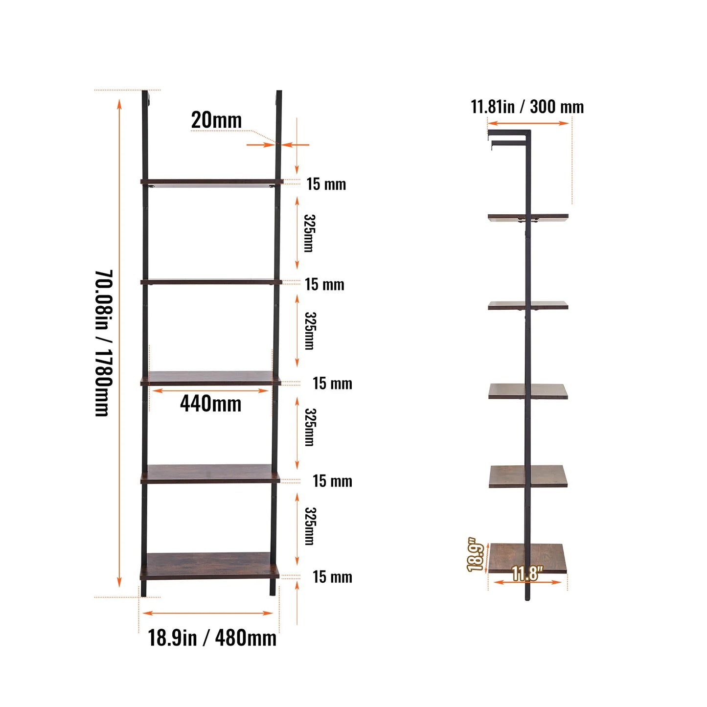 SucceBuy Industrial Pipe Shelf Wall Mount Floating Rustic Wood Shelves Brackets
