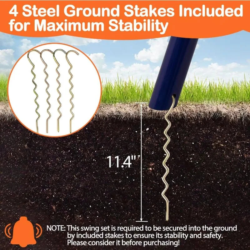 Nova Microdermabrasion Outdoor Metal Swing Set for Kids, Metal Playground Set with Climbing Ladder,Trapeze Bar & Basketball Hoop