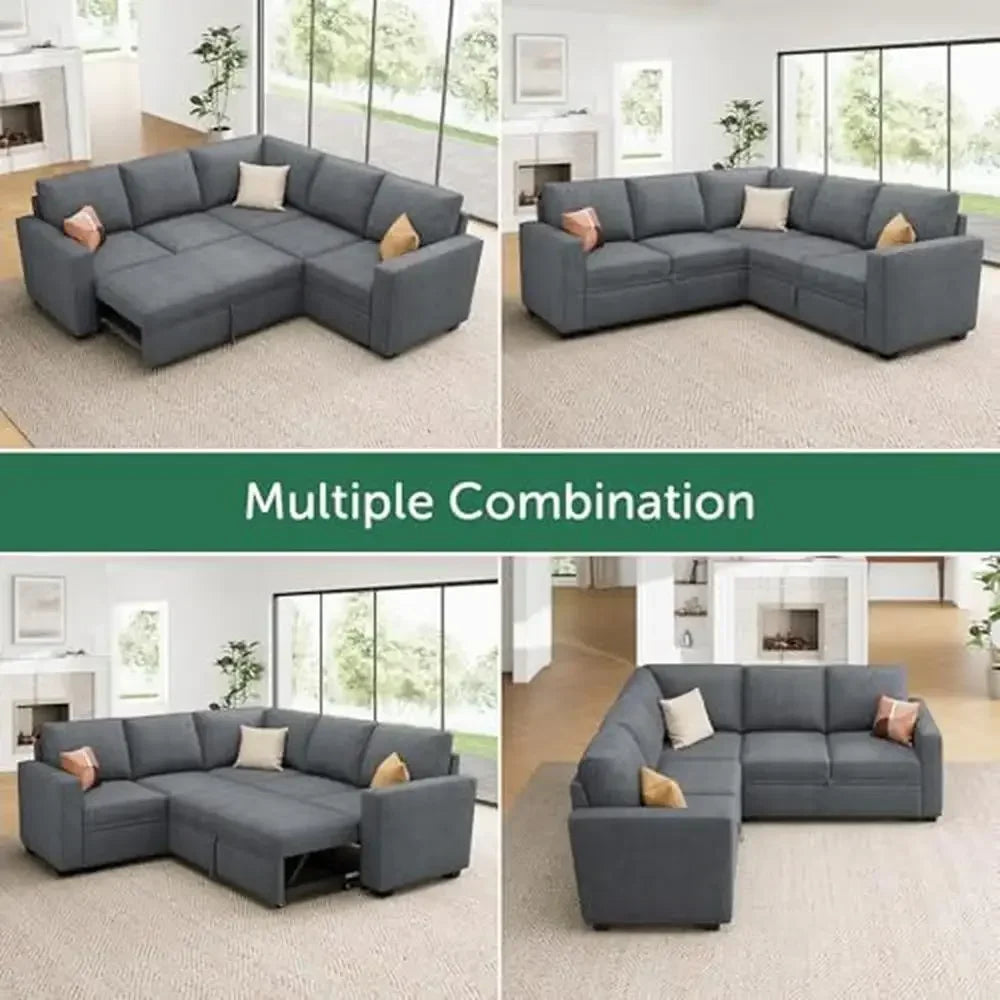 XMSJCN Modular Sleeper Sectional Sofa With Storage