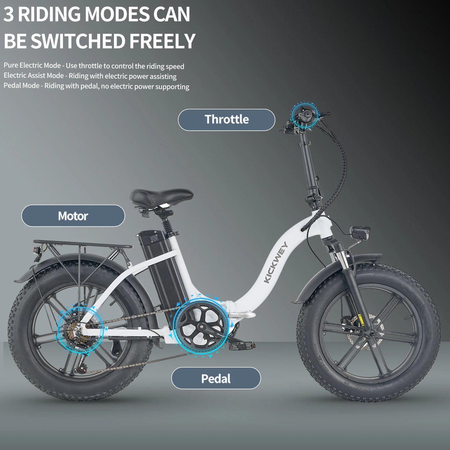 Kickwey L20 Foldable Electric Bike With Removable Battery