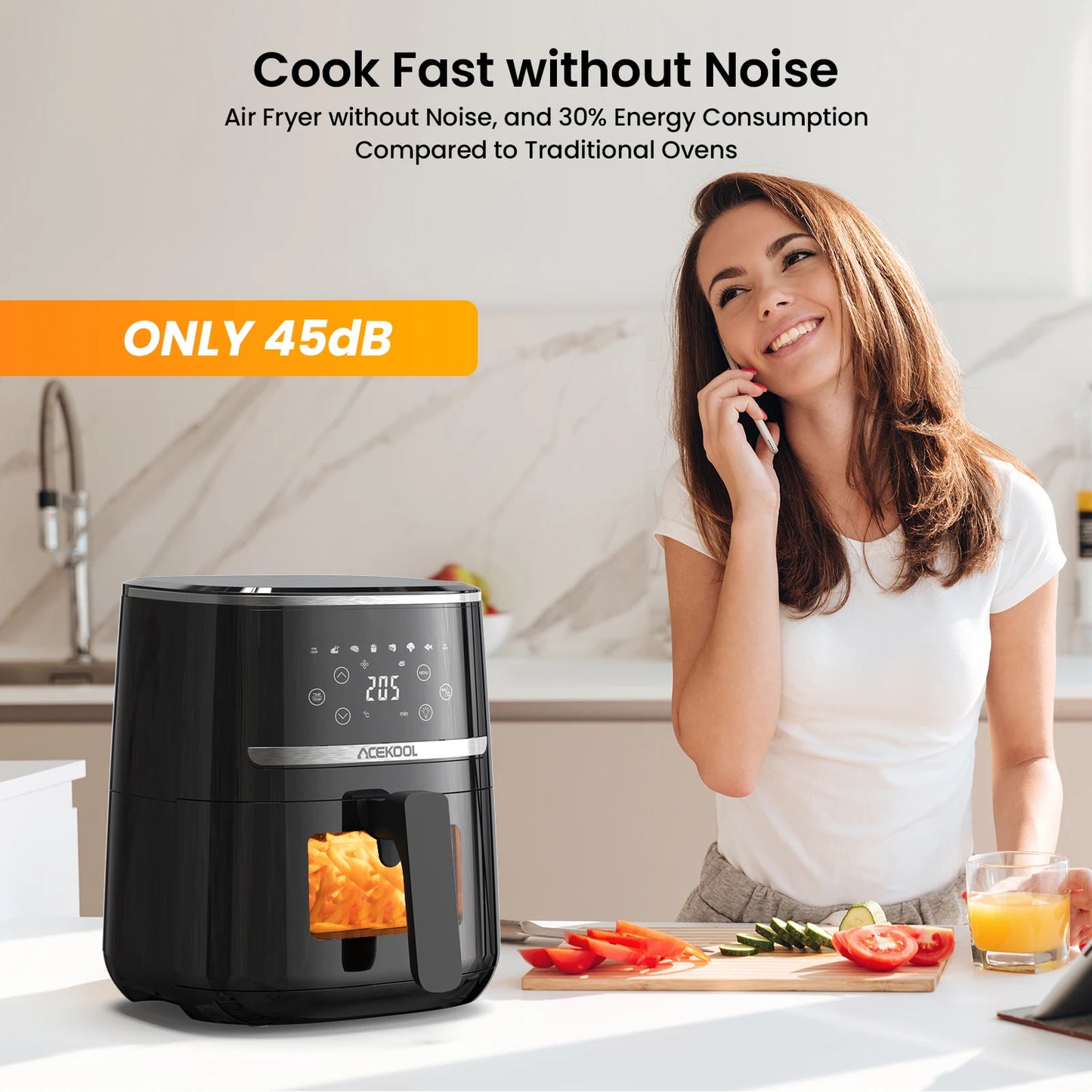 Acekool Air Fryer Oven Combo With 8 Presets And Window