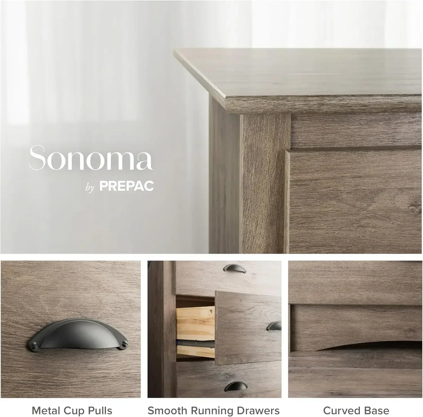 XMSJ Double Dresser Six Drawer Chest For Traditional Bedroom