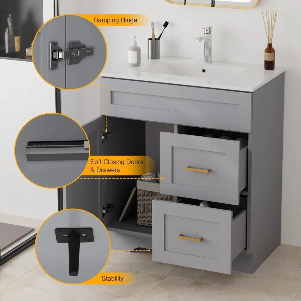 Modern Bathroom Vanity And Sink Combo Set Floor Standing Cabinet