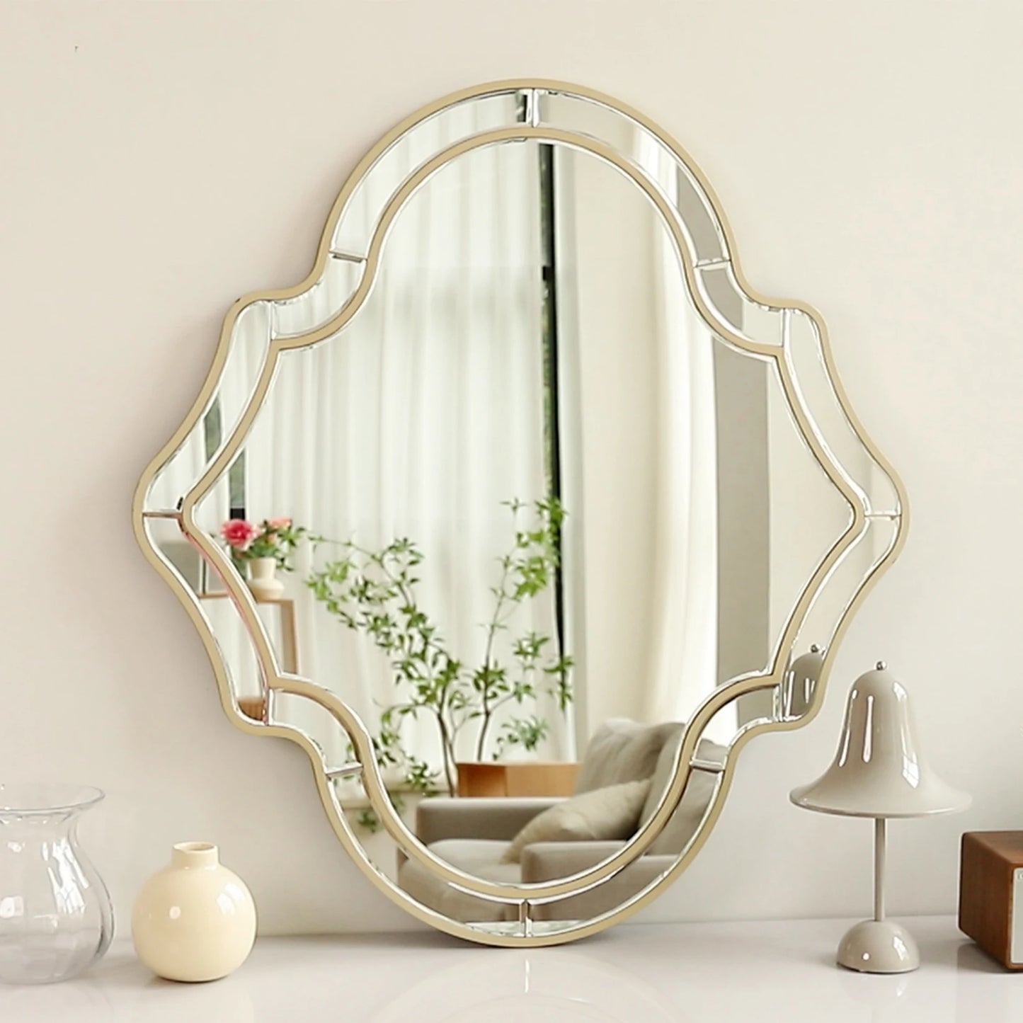 Hign-concerned Wall Mirror Glass Frame Accent For Living Room