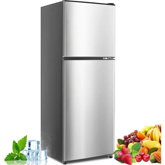 XMSJ Dual Door Refrigerator With Freezer For Dorm Office Home