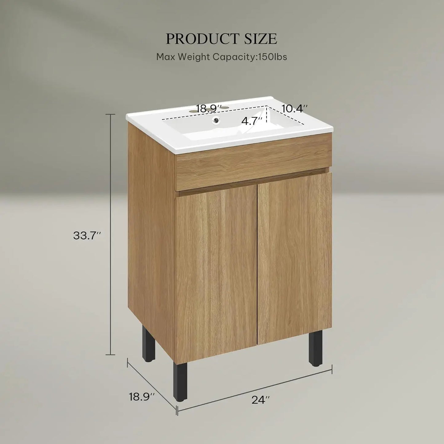 Bathroom Vanity With Ceramic Sink For Small Spaces Freestanding