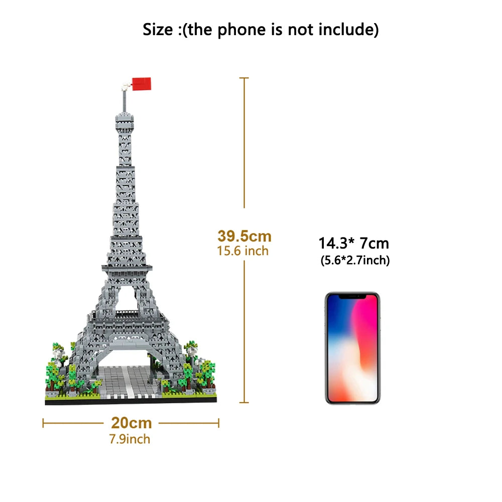 Knew Built Eiffel Tower Micro Mini Block Set Office Decor