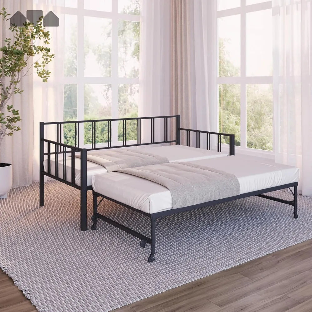 Milliard Daybed With Backrest And Pop Up Trundle Modern Frame