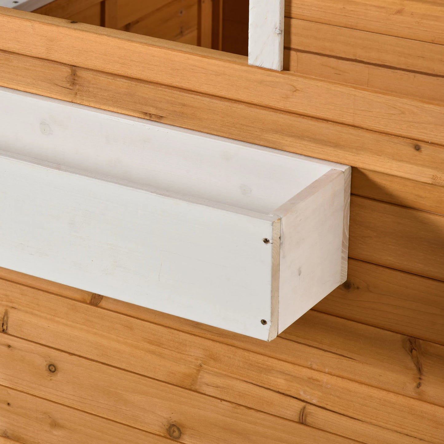 Outsunny Wooden Playhouse for Kids Outdoor with Working Door, Windows, Mailbox, Bench, Flowers Pot Holder, 48" X 42.5" X 53"