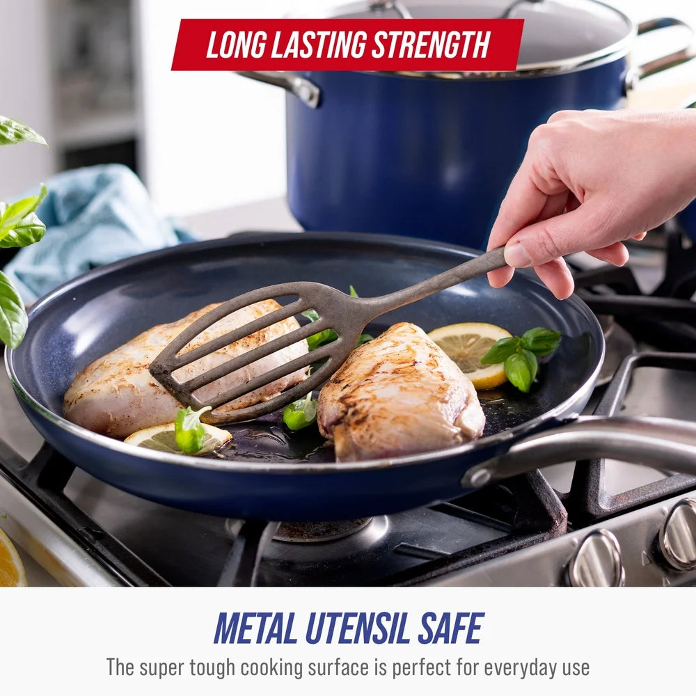 12-Piece Healthy Ceramic Nonstick Cookware Set Dishwasher Safe Lightweight Durable Includes Frypans Saucepans Stockpot Steamer