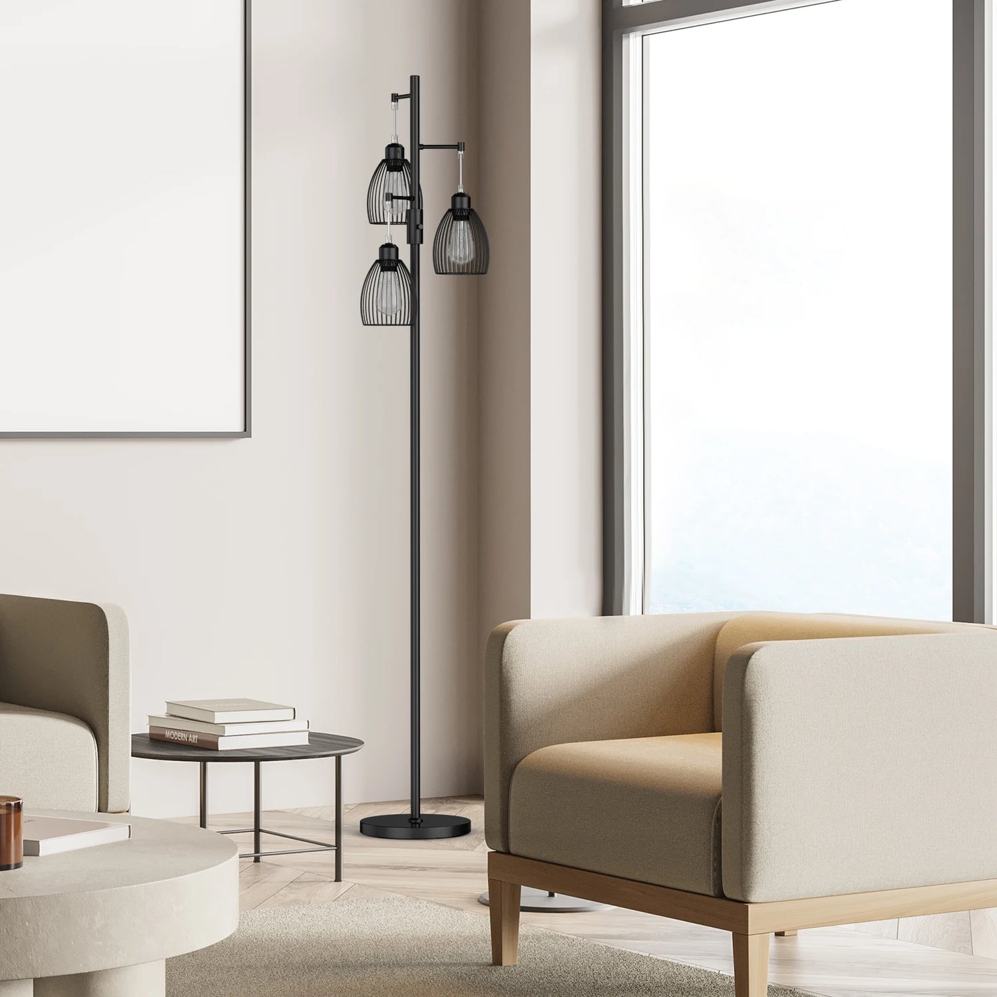 Hign-concerned Chemical Tree Floor Lamp With 3 Bulbs