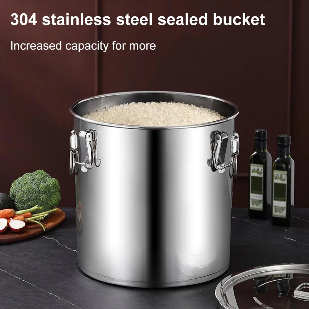 6/12/21/33L Stainless Steel Airtight Canister with Seal Lid Kitchen Canister with Handles for Household Kitchen Bar Restaurants