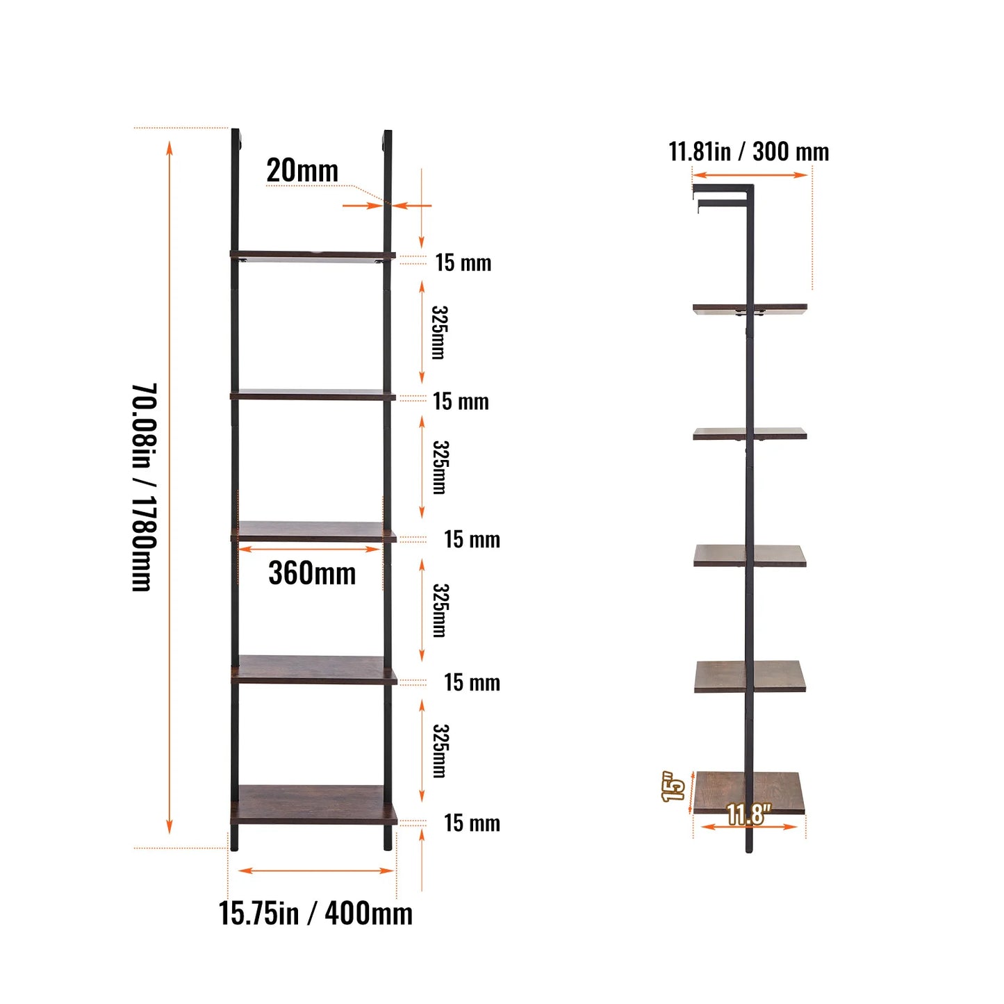 SucceBuy Industrial Pipe Shelf Wall Mount Floating Rustic Wood Shelves Brackets