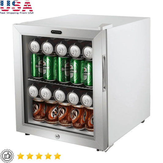 XMSJ Stainless Steel Beverage Refrigerator With Locking Door