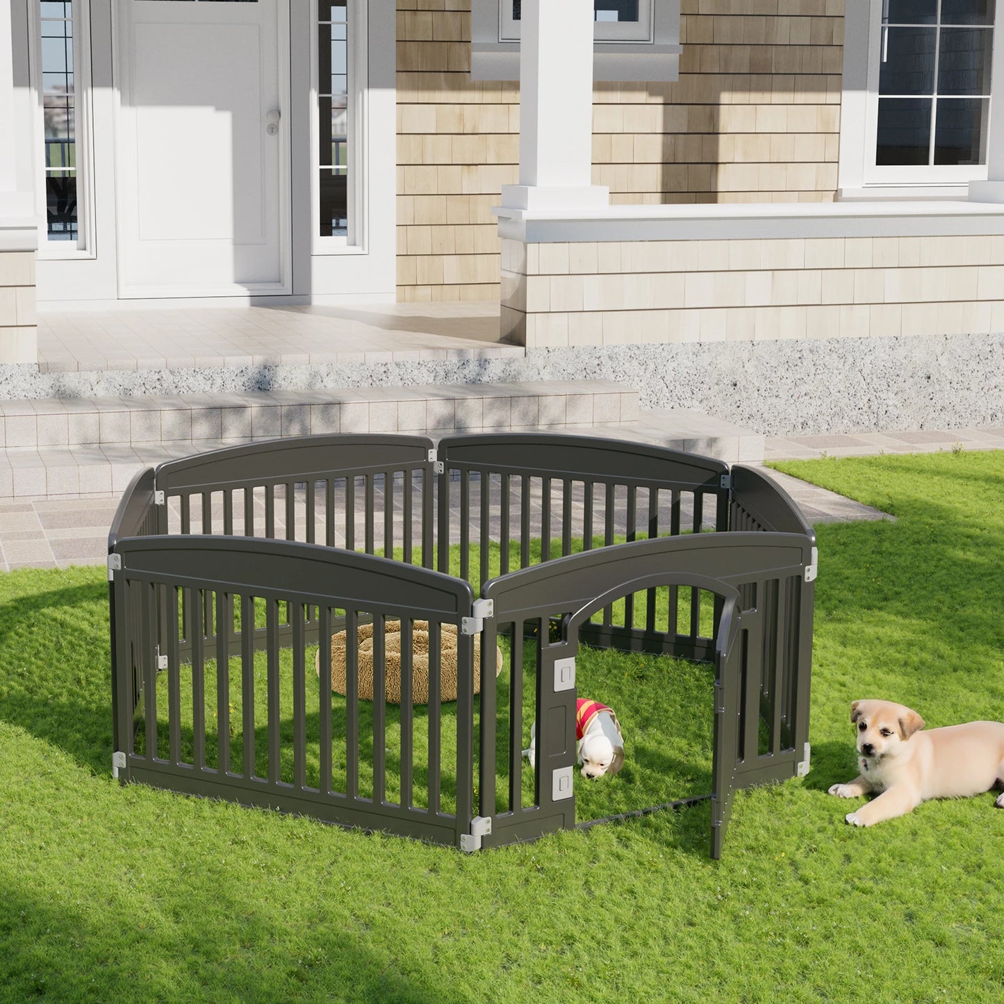 JHK Plastic Dog Playpen 6 Panel 24IN Expandable Durable Pet Fence for Medium Dogs Indoor Outdoor Folding Portable Puppy Playpen