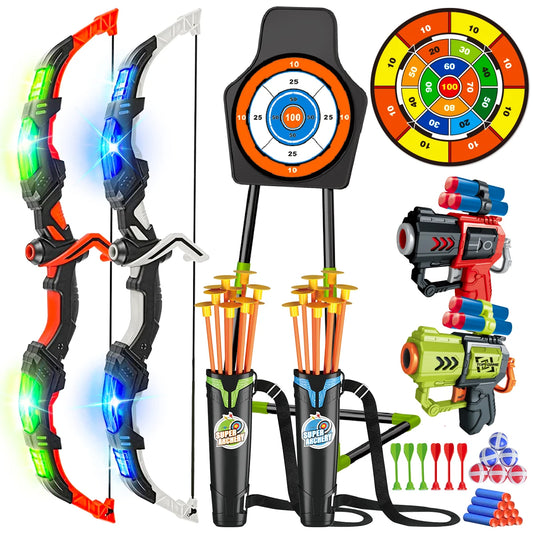 VATOS Bow Arrow Toy Set For Kids Night Light Archery Target