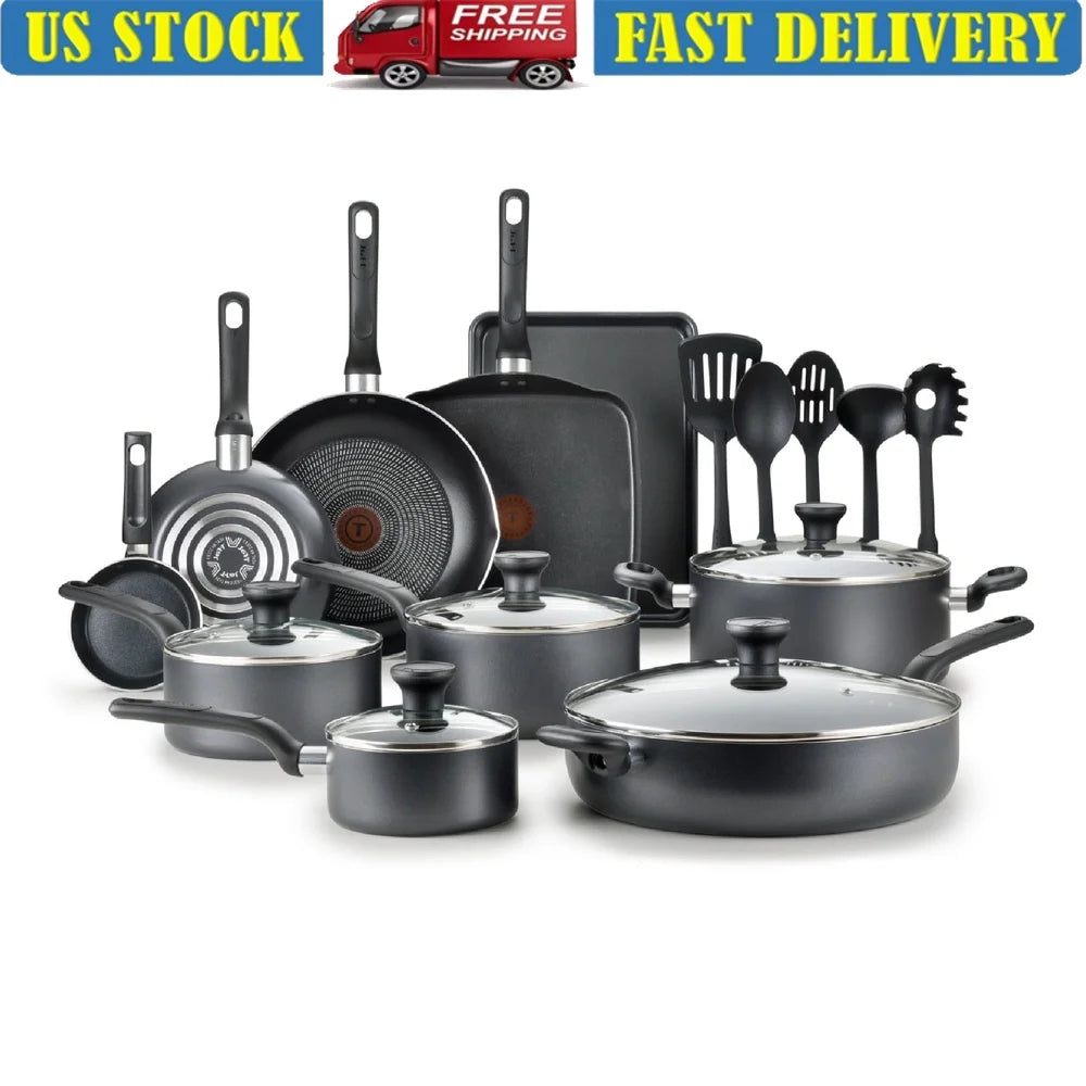 20 Piece Non-Stick Cookware Set with Thermo-Spot Technology Dishwasher Safe Pots and Pans Set Healthy Cooking