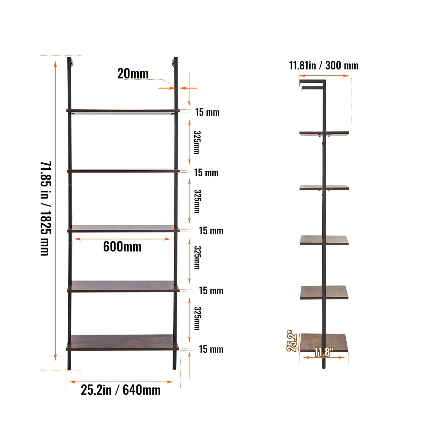 SucceBuy Industrial Pipe Shelf Wall Mount Floating Rustic Wood Shelves Brackets