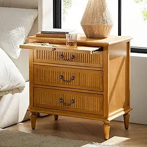 Transitional Nightstand With Charging Station And 3 Drawers