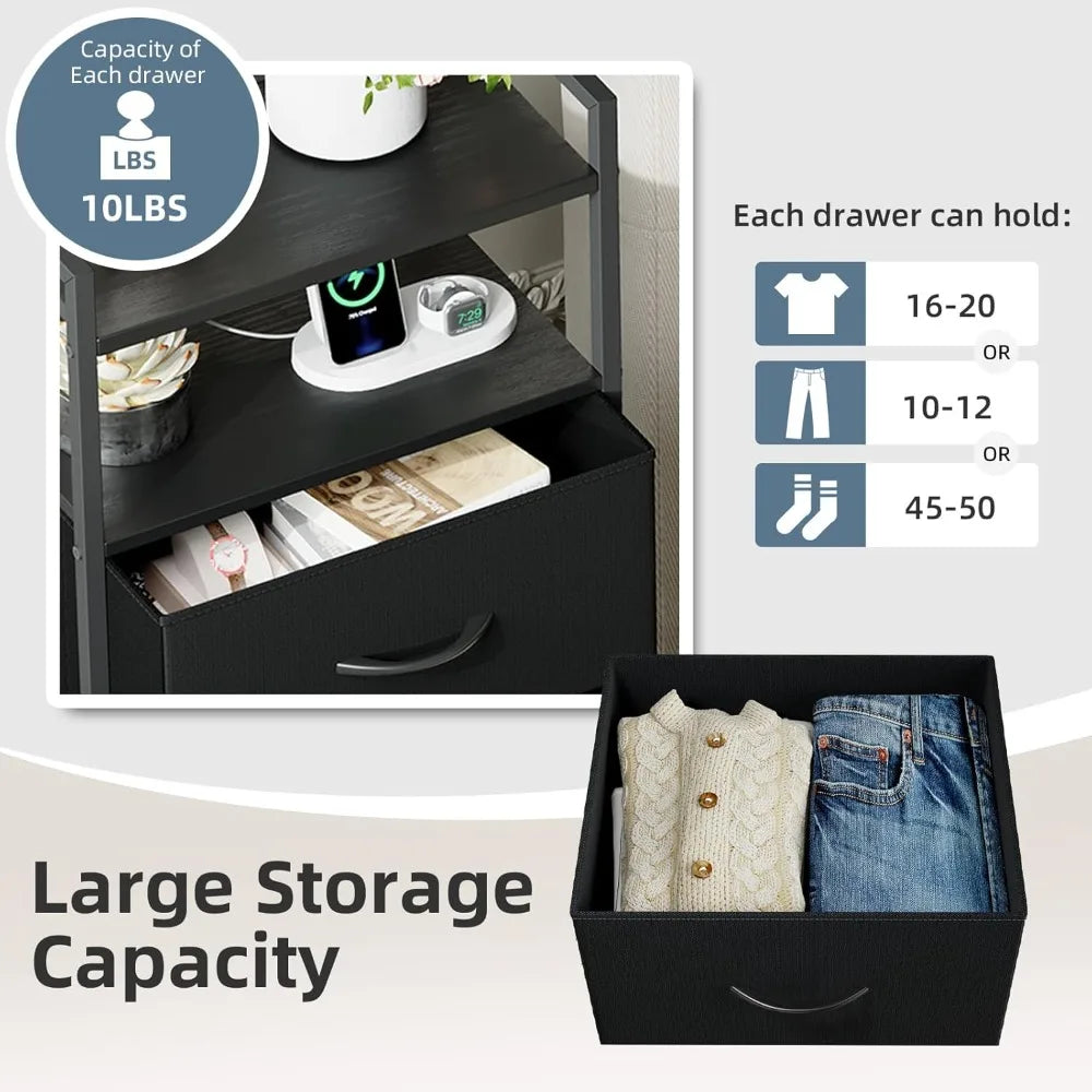 MKDK Somdot Nightstand With 3 Drawers Bedside Table