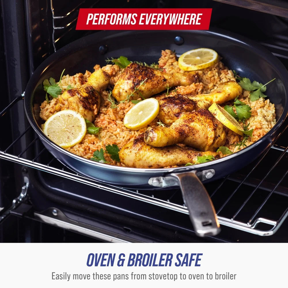 12-Piece Healthy Ceramic Nonstick Cookware Set Dishwasher Safe Lightweight Durable Includes Frypans Saucepans Stockpot Steamer