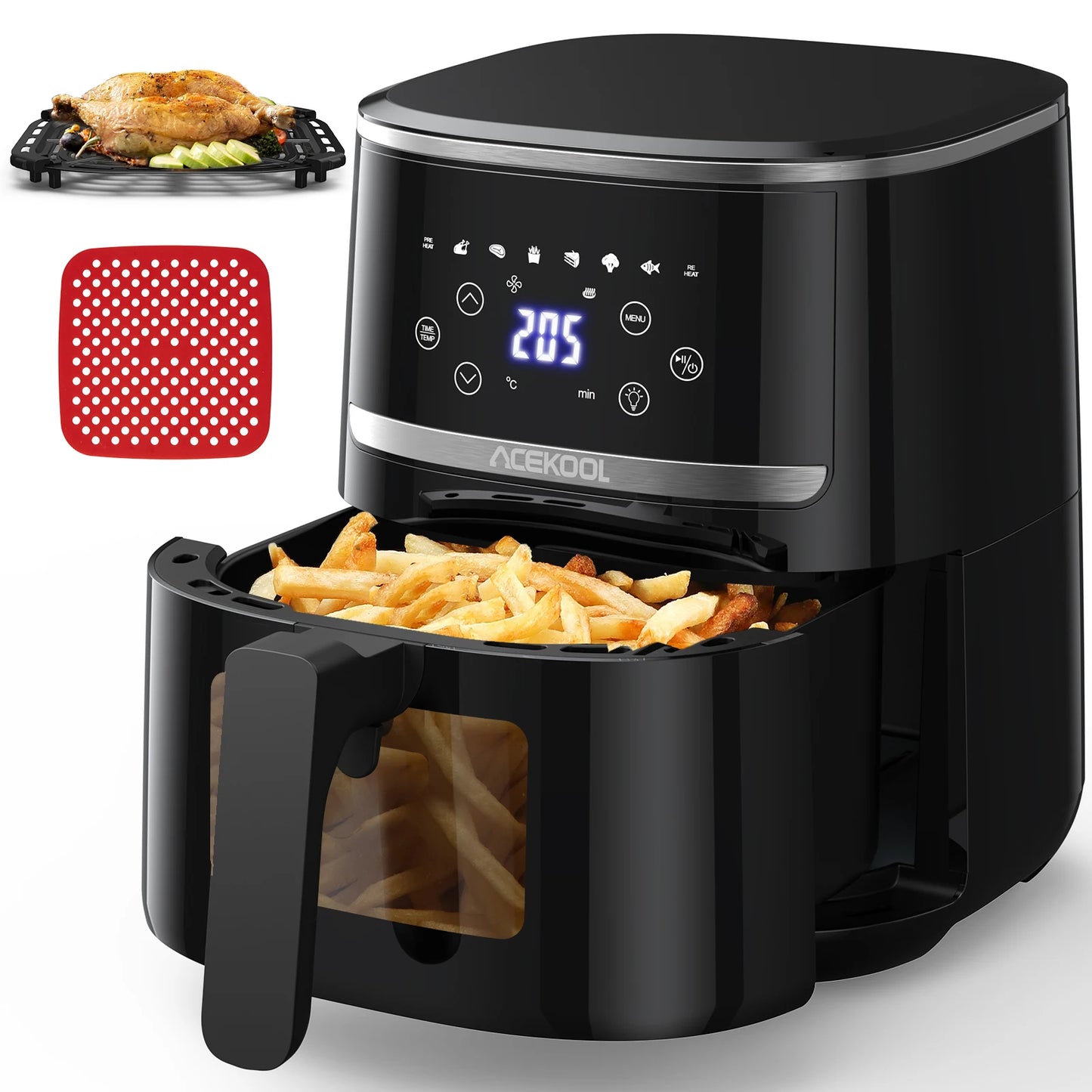 Acekool Air Fryer Oven Combo With 8 Presets And Window