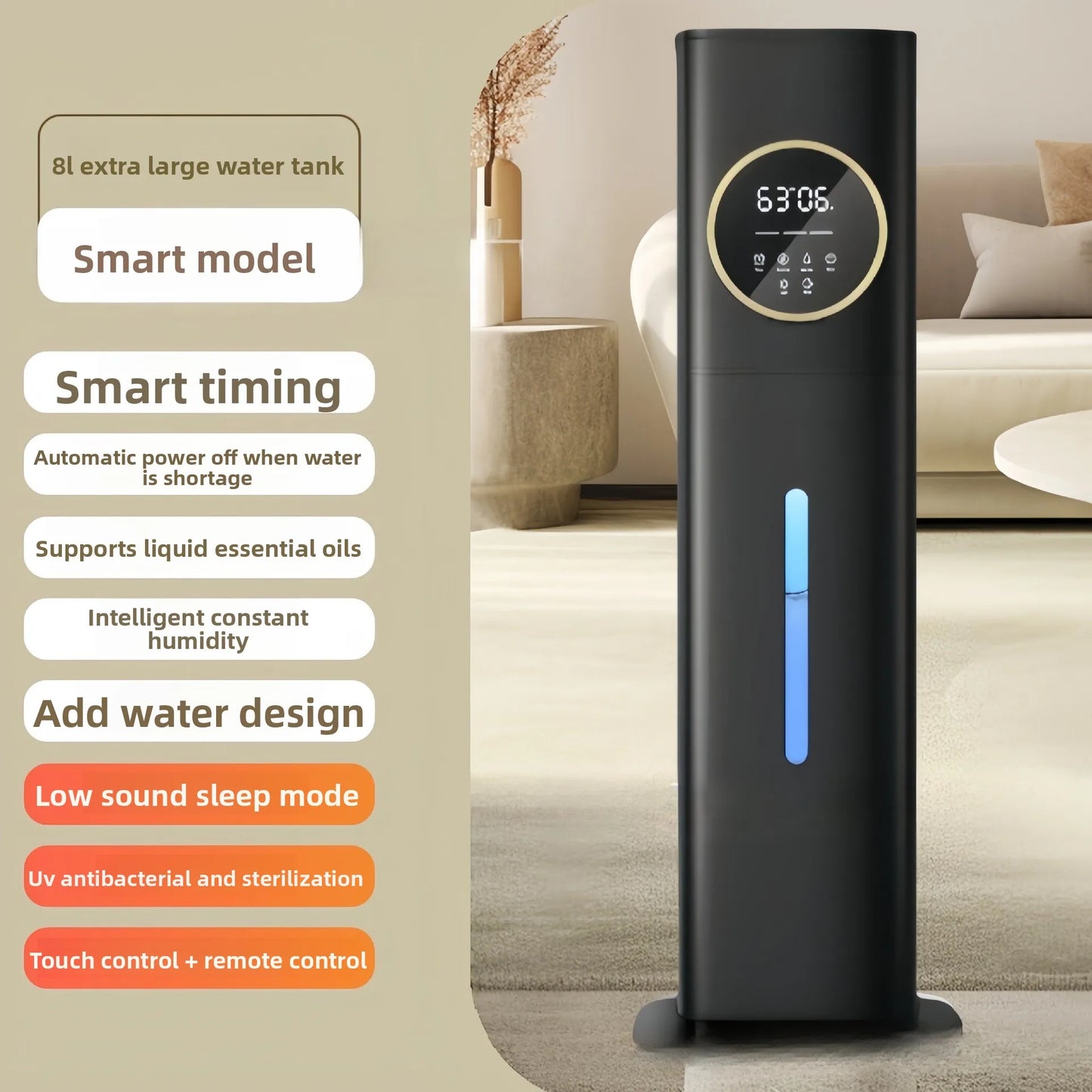 LISM Large Capacity Humidifier With Top Fill And Oil Diffuser