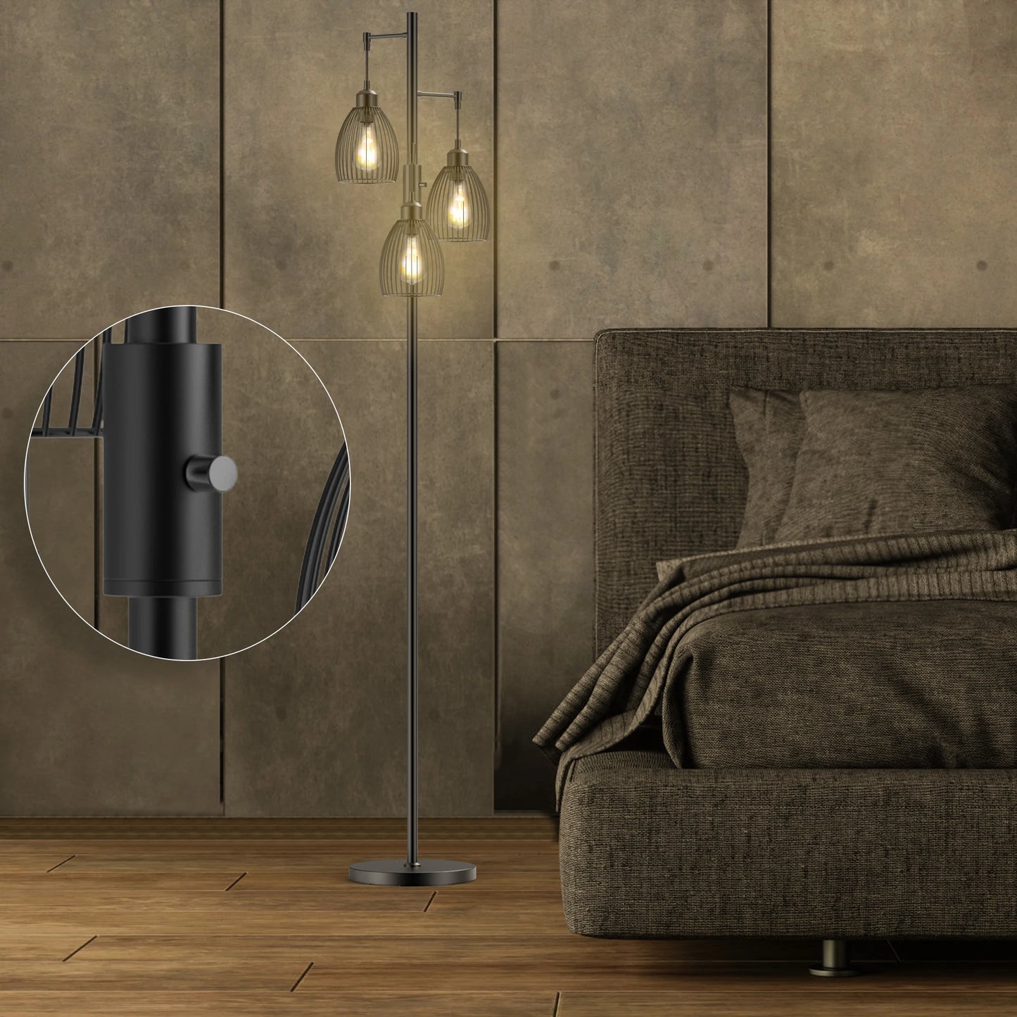 Hign-concerned Chemical Tree Floor Lamp With 3 Bulbs