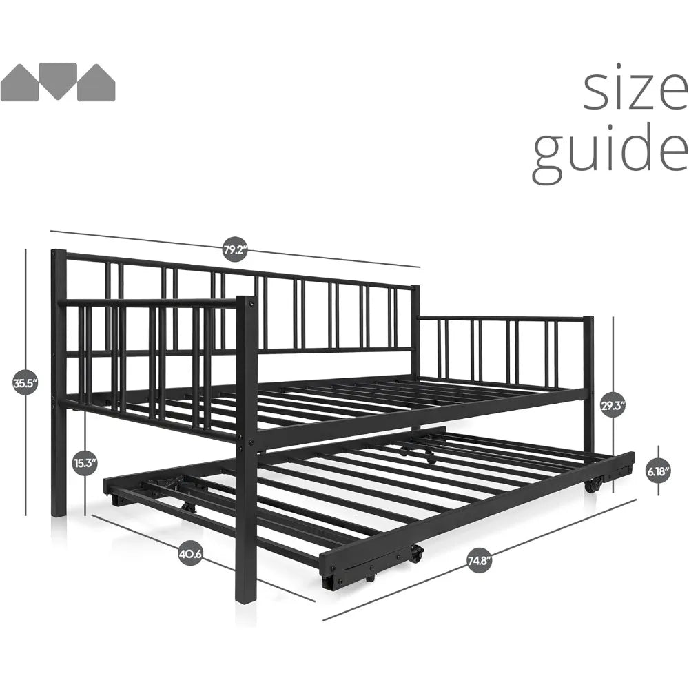Milliard Daybed With Backrest And Pop Up Trundle Modern Frame