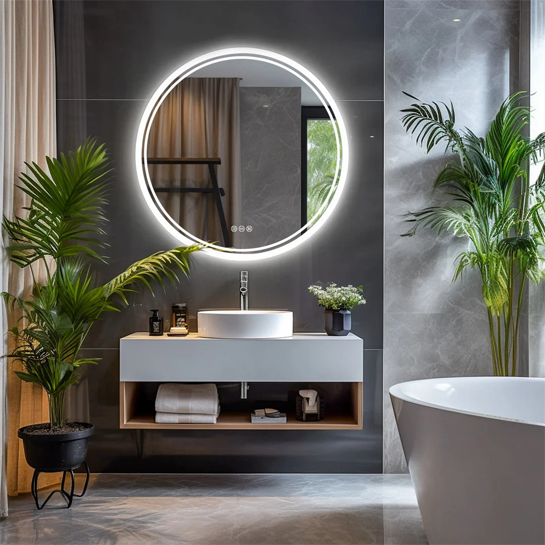 LUVODICRI Round LED Bathroom Mirror With Touch Sensor