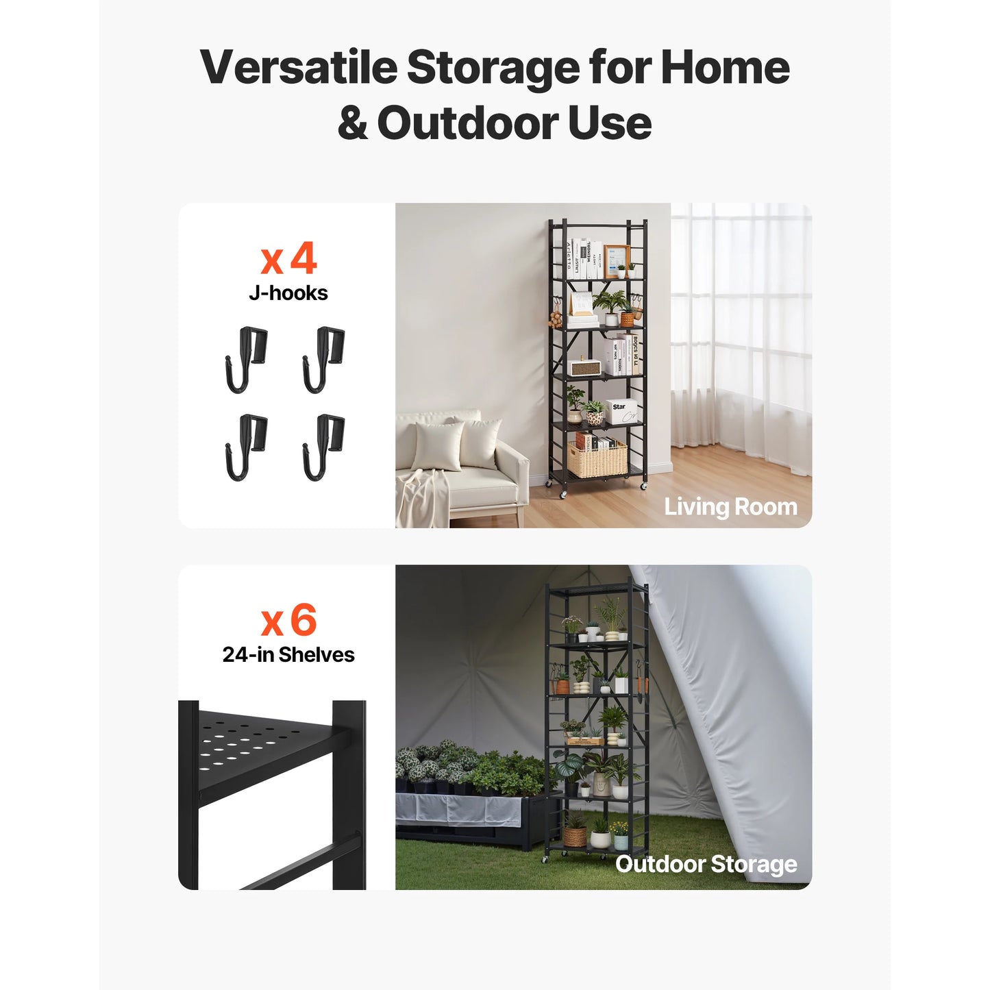 SucceBuy Foldable Storage Shelf With Wheels Three Tier