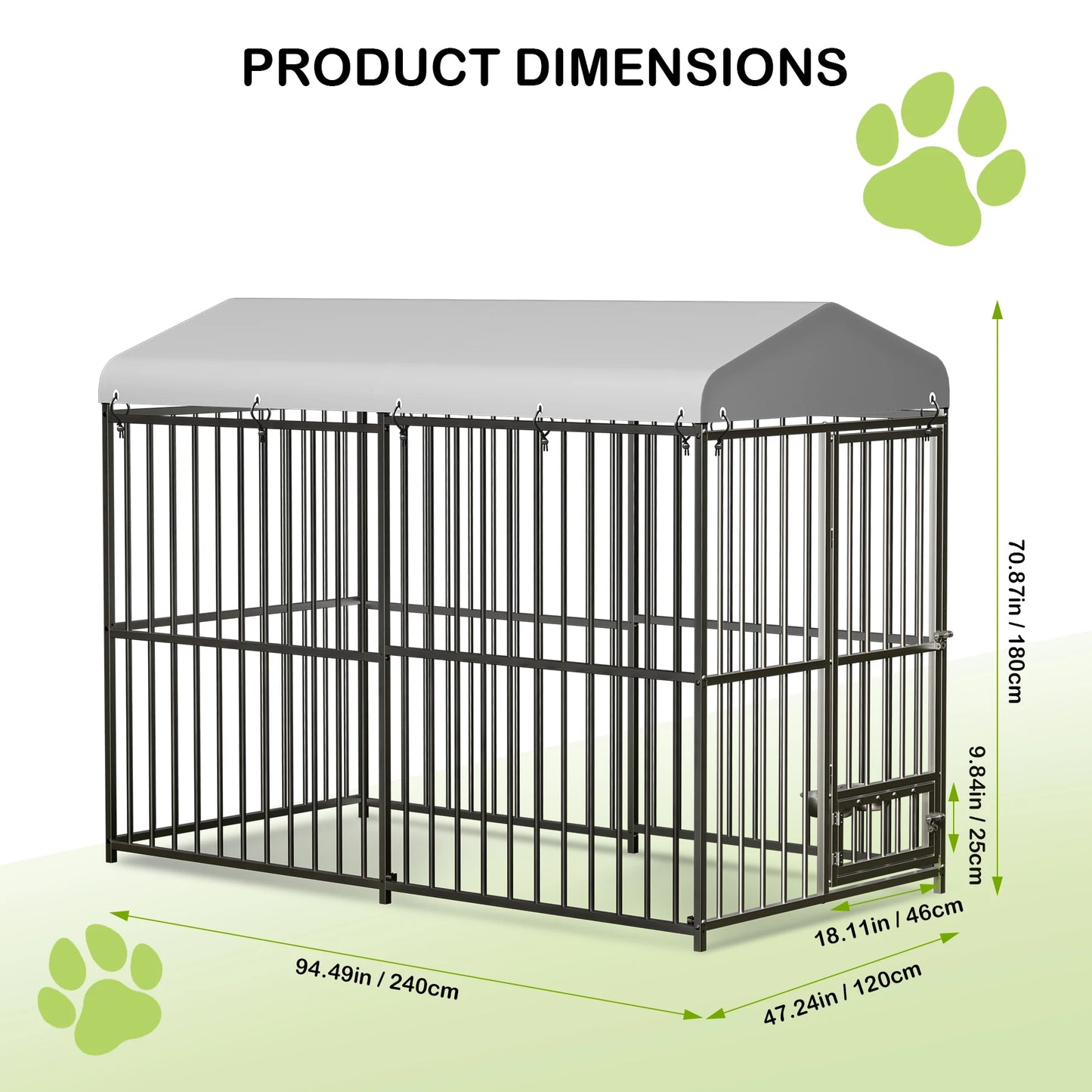 Large Dog Kennel Outside Heavy-Duty Outdoor Dog Cage Walk-in Pet Playpen with Roof， Double Lock, Enclosures with UV-Resistant